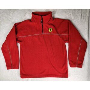 Vintage Official Ferrari Motorsport Mens Sweater 1/4 Zip Size M Red Racing